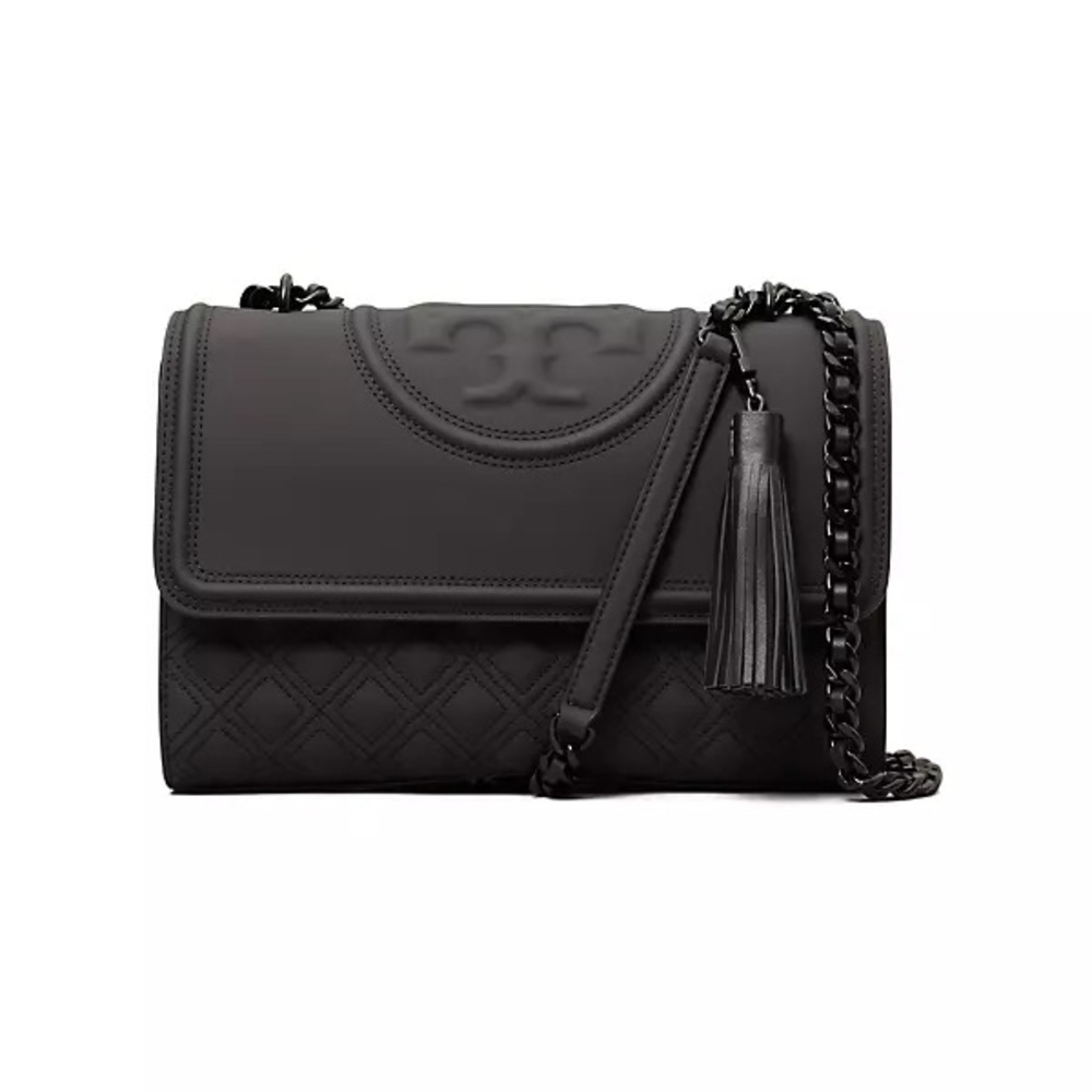 Tory Burch black matte Fleming shoulder bag crossbody